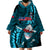 Samoa Rugby Wearable Blanket Hoodie Manu Samoa Ula Fala Dabbing Ball Polynesian Turquoise Version LT14 - Polynesian Pride