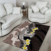 Brown and Black Hawaii Shark Tattoo Area Rug Puakenikeni Lei Plumeria Polynesian Pattern - Polynesian Pride