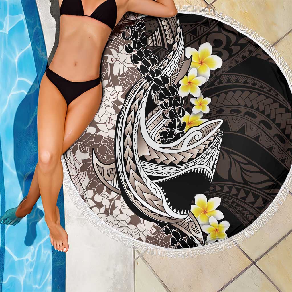Brown and Black Hawaii Shark Tattoo Beach Blanket Puakenikeni Lei Plumeria Polynesian Pattern LT14 - Polynesian Pride