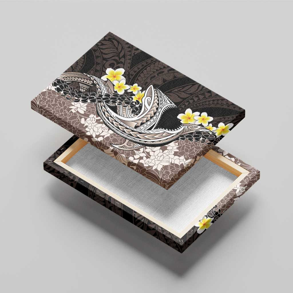 Brown and Black Hawaii Shark Tattoo Canvas Wall Art Puakenikeni Lei Plumeria Polynesian Pattern LT14 - Polynesian Pride