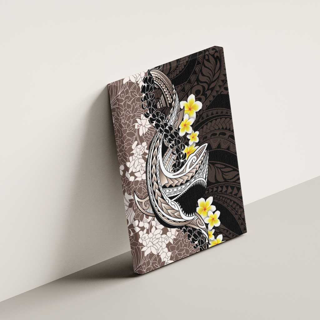 Brown and Black Hawaii Shark Tattoo Canvas Wall Art Puakenikeni Lei Plumeria Polynesian Pattern LT14 - Polynesian Pride