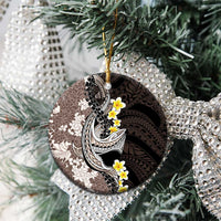 Brown and Black Hawaii Shark Tattoo Ceramic Ornament Puakenikeni Lei Plumeria Polynesian Pattern - Polynesian Pride