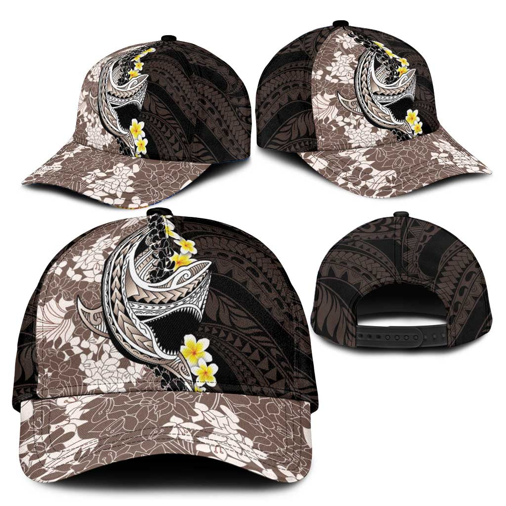 Brown and Black Hawaii Shark Tattoo Classic Cap Puakenikeni Lei Plumeria Polynesian Pattern - Polynesian Pride