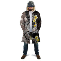 Brown and Black Hawaii Shark Tattoo Cloak Puakenikeni Lei Plumeria Polynesian Pattern - Polynesian Pride