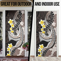Brown and Black Hawaii Shark Tattoo Door Cover Puakenikeni Lei Plumeria Polynesian Pattern - Polynesian Pride