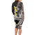 Brown and Black Hawaii Shark Tattoo Family Matching Long Sleeve Bodycon Dress and Hawaiian Shirt Puakenikeni Lei Plumeria Polynesian Pattern - Polynesian Pride