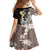 Brown and Black Hawaii Shark Tattoo Family Matching Mermaid Dress and Hawaiian Shirt Puakenikeni Lei Plumeria Polynesian Pattern - Polynesian Pride
