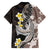 Brown and Black Hawaii Shark Tattoo Family Matching Off The Shoulder Long Sleeve Dress and Hawaiian Shirt Puakenikeni Lei Plumeria Polynesian Pattern - Polynesian Pride