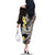 Brown and Black Hawaii Shark Tattoo Family Matching Off The Shoulder Long Sleeve Dress and Hawaiian Shirt Puakenikeni Lei Plumeria Polynesian Pattern - Polynesian Pride