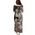Brown and Black Hawaii Shark Tattoo Family Matching Puletasi and Hawaiian Shirt Puakenikeni Lei Plumeria Polynesian Pattern - Polynesian Pride