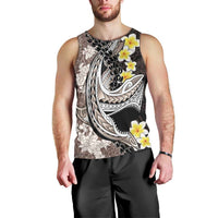 Brown and Black Hawaii Shark Tattoo Men Tank Top Puakenikeni Lei Plumeria Polynesian Pattern - Polynesian Pride