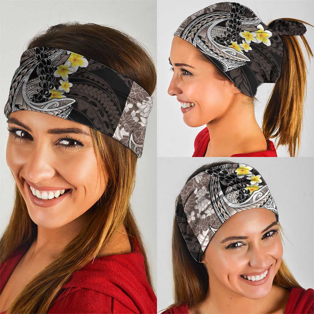 Brown and Black Hawaii Shark Tattoo Neck Gaiter Puakenikeni Lei Plumeria Polynesian Pattern - Polynesian Pride
