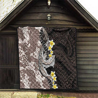 Brown and Black Hawaii Shark Tattoo Quilt Puakenikeni Lei Plumeria Polynesian Pattern - Polynesian Pride