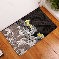 Brown and Black Hawaii Shark Tattoo Rubber Doormat Puakenikeni Lei Plumeria Polynesian Pattern LT14 - Polynesian Pride