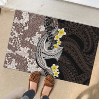 Brown and Black Hawaii Shark Tattoo Rubber Doormat Puakenikeni Lei Plumeria Polynesian Pattern LT14 - Polynesian Pride
