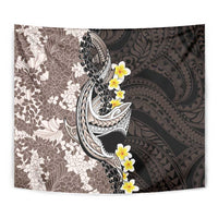 Brown and Black Hawaii Shark Tattoo Tapestry Puakenikeni Lei Plumeria Polynesian Pattern - Polynesian Pride