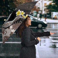 Brown and Black Hawaii Shark Tattoo Umbrella Puakenikeni Lei Plumeria Polynesian Pattern - Polynesian Pride