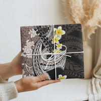 Brown and Black Hawaii Shark Tattoo Wrapping Paper Puakenikeni Lei Plumeria Polynesian Pattern - Polynesian Pride