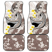 Brown and White Hawaii Shark Tattoo Car Mats Puakenikeni Lei Plumeria Polynesian Pattern - Polynesian Pride