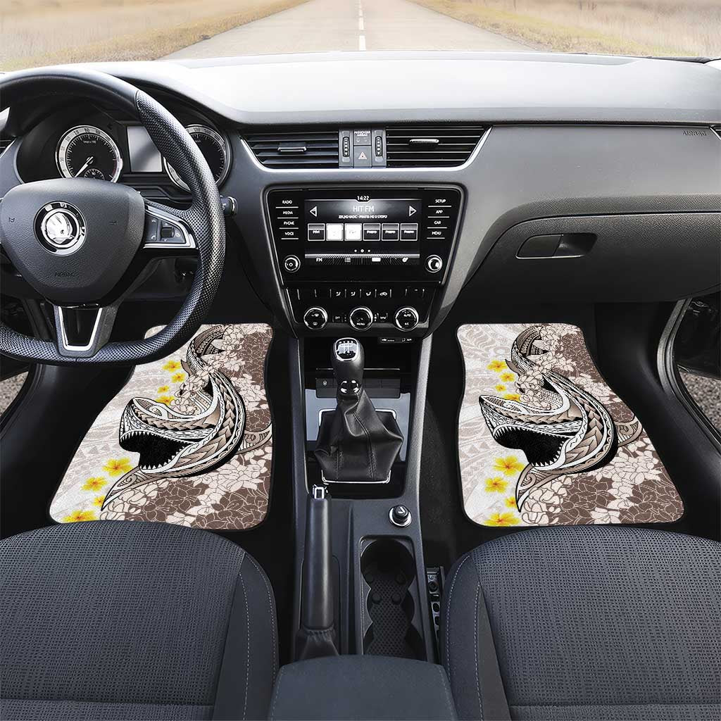 Brown and White Hawaii Shark Tattoo Car Mats Puakenikeni Lei Plumeria Polynesian Pattern - Polynesian Pride