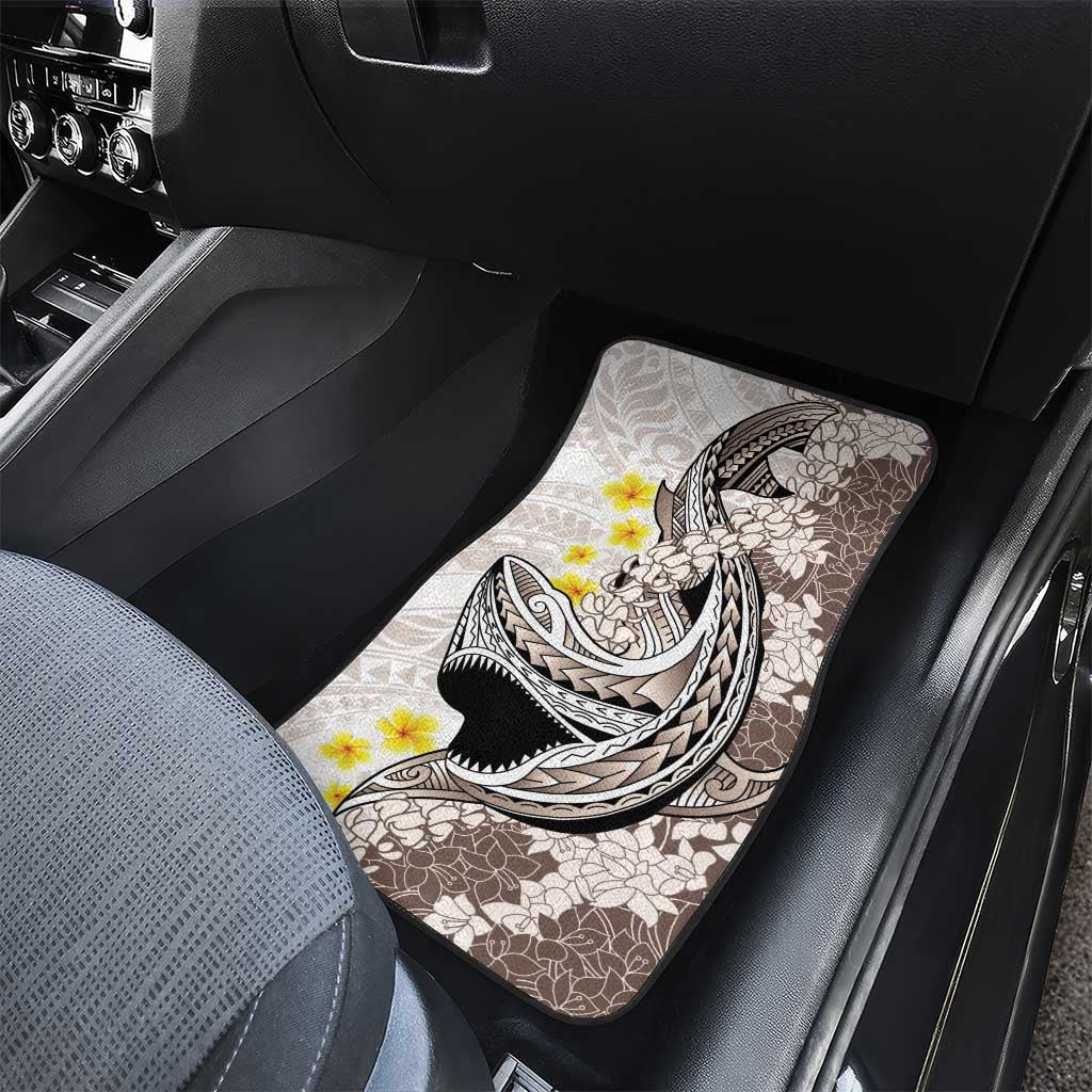 Brown and White Hawaii Shark Tattoo Car Mats Puakenikeni Lei Plumeria Polynesian Pattern - Polynesian Pride