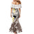 Brown and White Hawaii Shark Tattoo Family Matching Mermaid Dress and Hawaiian Shirt Puakenikeni Lei Plumeria Polynesian Pattern - Polynesian Pride