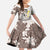 Brown and White Hawaii Shark Tattoo Family Matching Off Shoulder Maxi Dress and Hawaiian Shirt Puakenikeni Lei Plumeria Polynesian Pattern - Polynesian Pride