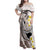 Brown and White Hawaii Shark Tattoo Family Matching Off Shoulder Maxi Dress and Hawaiian Shirt Puakenikeni Lei Plumeria Polynesian Pattern - Polynesian Pride