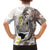 Brown and White Hawaii Shark Tattoo Family Matching Off Shoulder Short Dress and Hawaiian Shirt Puakenikeni Lei Plumeria Polynesian Pattern - Polynesian Pride