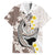 Brown and White Hawaii Shark Tattoo Family Matching Off Shoulder Short Dress and Hawaiian Shirt Puakenikeni Lei Plumeria Polynesian Pattern - Polynesian Pride