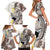 Brown and White Hawaii Shark Tattoo Family Matching Short Sleeve Bodycon Dress and Hawaiian Shirt Puakenikeni Lei Plumeria Polynesian Pattern - Polynesian Pride