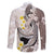 Brown and White Hawaii Shark Tattoo Family Matching Summer Maxi Dress and Hawaiian Shirt Puakenikeni Lei Plumeria Polynesian Pattern - Polynesian Pride