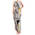Brown and White Hawaii Shark Tattoo Family Matching Tank Maxi Dress and Hawaiian Shirt Puakenikeni Lei Plumeria Polynesian Pattern - Polynesian Pride