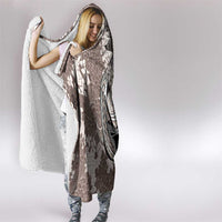 Brown and White Hawaii Shark Tattoo Hooded Blanket Puakenikeni Lei Plumeria Polynesian Pattern - Polynesian Pride