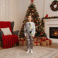 Brown and White Hawaii Shark Tattoo Christmas Pajama Set Puakenikeni Lei Plumeria Polynesian Pattern LT14 Kid White - Polynesian Pride