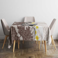 Brown and White Hawaii Shark Tattoo Tablecloth Puakenikeni Lei Plumeria Polynesian Pattern - Polynesian Pride