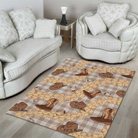 Khaki Palaka Hawaii Cowboy Area Rug Puakenikeni Lei Paniolo Papale Seamless Vibes - Polynesian Pride