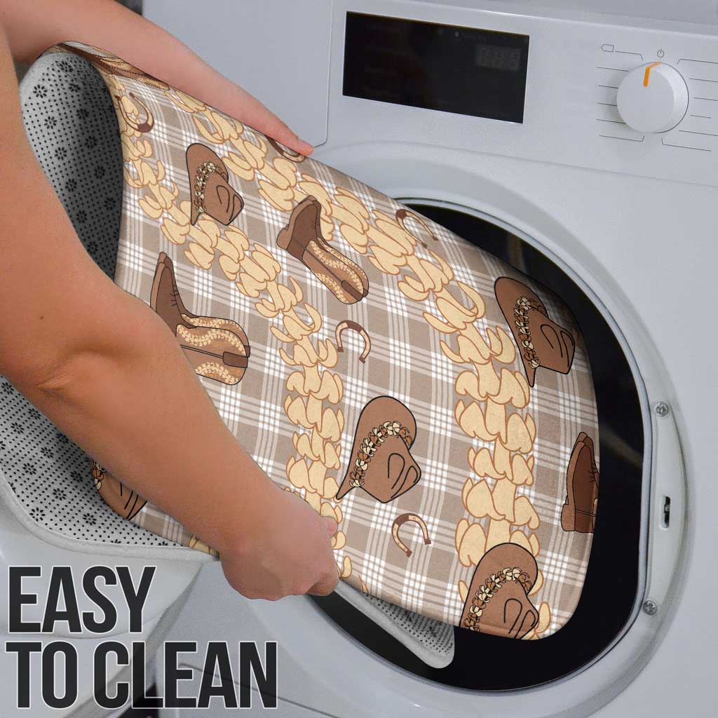 Khaki Palaka Hawaii Cowboy Bathroom Set Puakenikeni Lei Paniolo Papale Seamless Vibes - Polynesian Pride