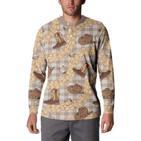 Khaki Palaka Hawaii Cowboy Button Sweatshirt Puakenikeni Lei Paniolo Papale Seamless Vibes - Polynesian Pride
