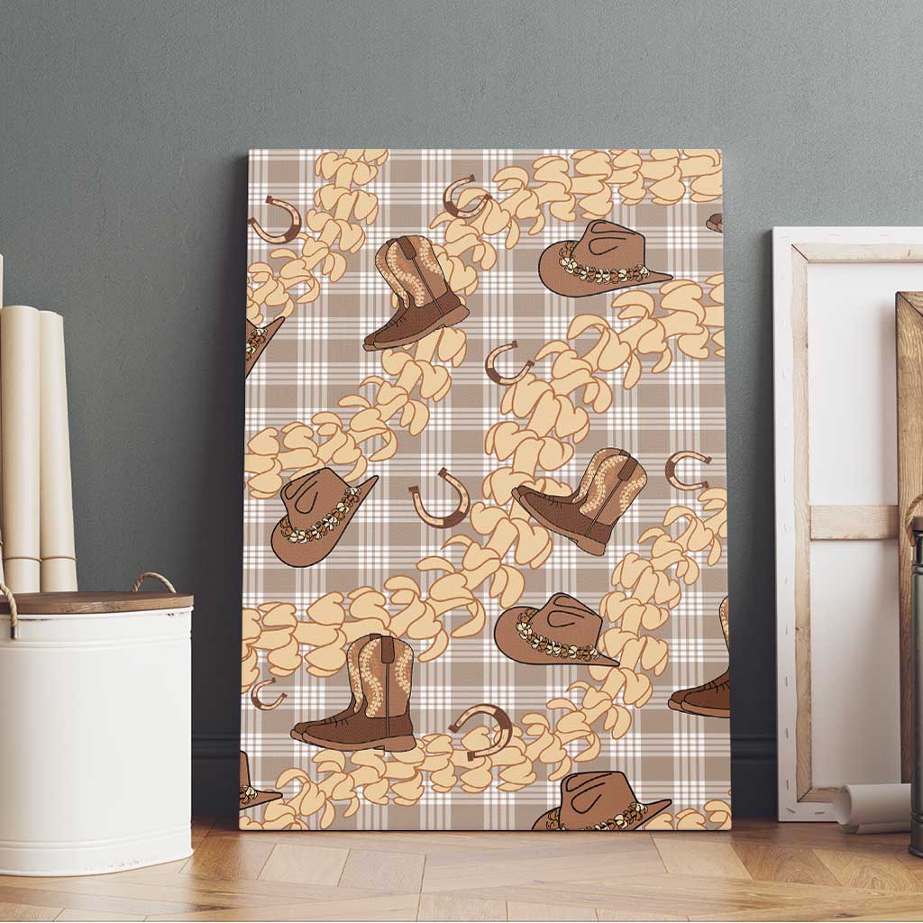 Khaki Palaka Hawaii Cowboy Canvas Wall Art Puakenikeni Lei Paniolo Papale Seamless Vibes - Polynesian Pride