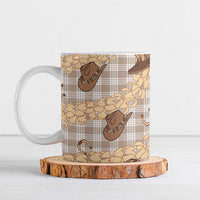 Khaki Palaka Hawaii Cowboy Ceramic Mug Puakenikeni Lei Paniolo Papale Seamless Vibes - Polynesian Pride
