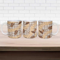 Khaki Palaka Hawaii Cowboy Ceramic Mug Puakenikeni Lei Paniolo Papale Seamless Vibes - Polynesian Pride