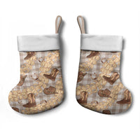 Khaki Palaka Hawaii Cowboy Christmas Stocking Puakenikeni Lei Paniolo Papale Seamless Vibes - Polynesian Pride