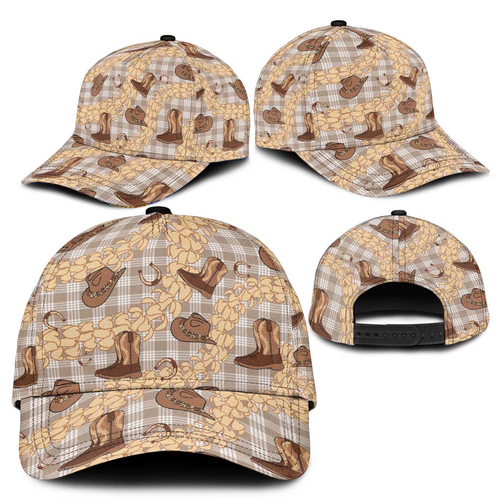 Khaki Palaka Hawaii Cowboy Classic Cap Puakenikeni Lei Paniolo Papale Seamless Vibes - Polynesian Pride