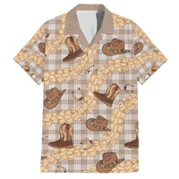 Khaki Palaka Hawaii Cowboy Family Matching Off The Shoulder Long Sleeve Dress and Hawaiian Shirt Puakenikeni Lei Paniolo Papale Seamless Vibes - Polynesian Pride