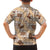 Khaki Palaka Hawaii Cowboy Family Matching Off Shoulder Short Dress and Hawaiian Shirt Puakenikeni Lei Paniolo Papale Seamless Vibes - Polynesian Pride