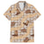 Khaki Palaka Hawaii Cowboy Family Matching Off Shoulder Short Dress and Hawaiian Shirt Puakenikeni Lei Paniolo Papale Seamless Vibes - Polynesian Pride