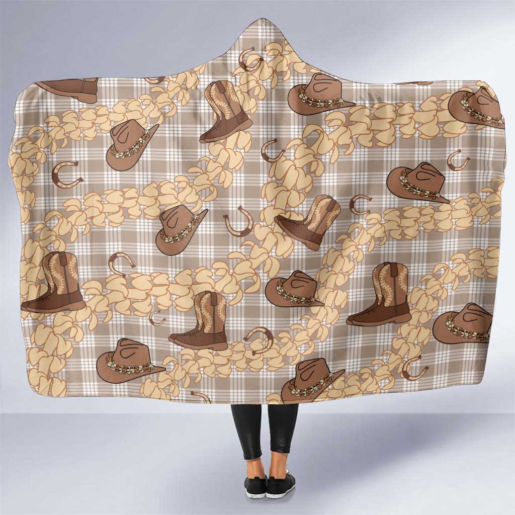 Khaki Palaka Hawaii Cowboy Hooded Blanket Puakenikeni Lei Paniolo Papale Seamless Vibes - Polynesian Pride