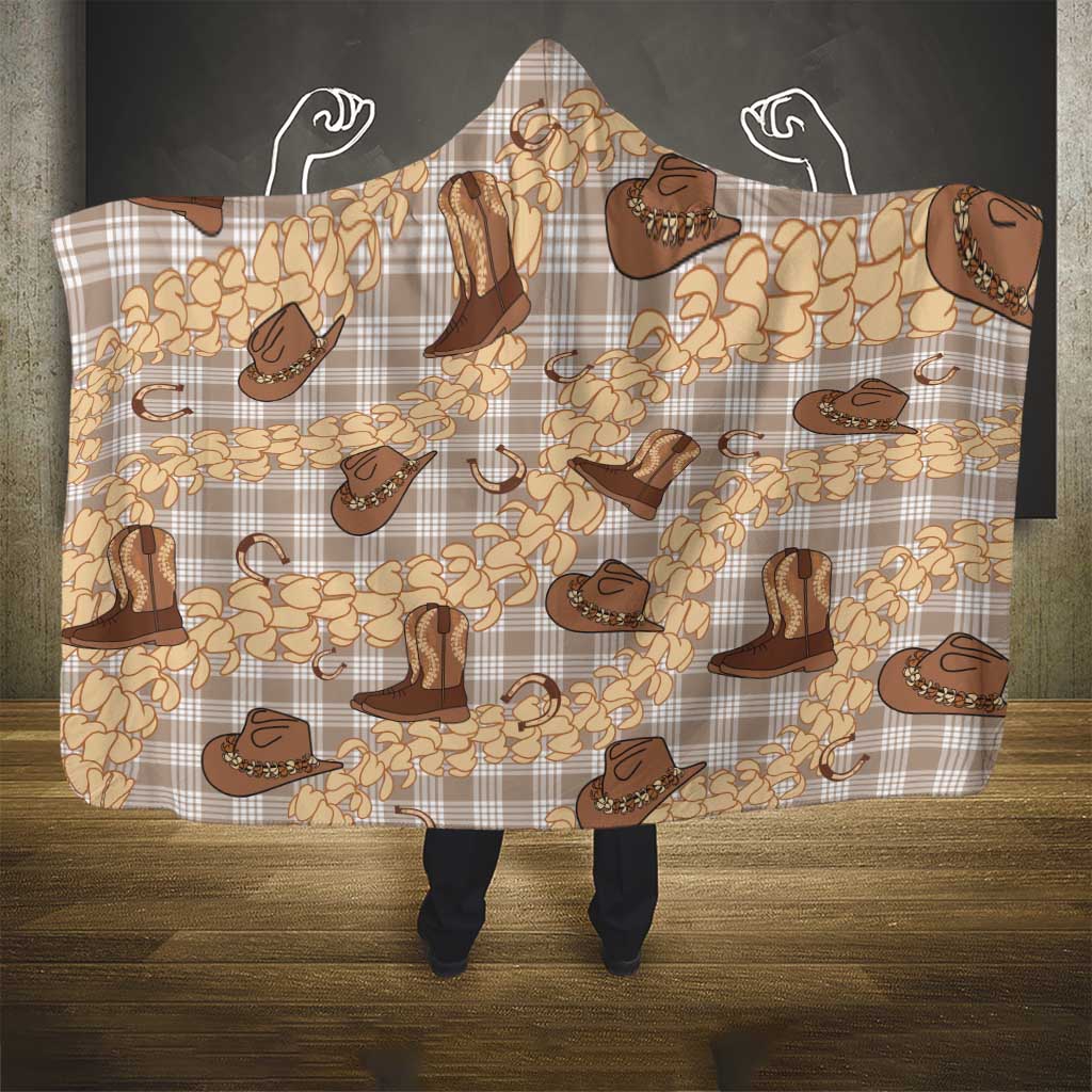 Khaki Palaka Hawaii Cowboy Hooded Blanket Puakenikeni Lei Paniolo Papale Seamless Vibes - Polynesian Pride