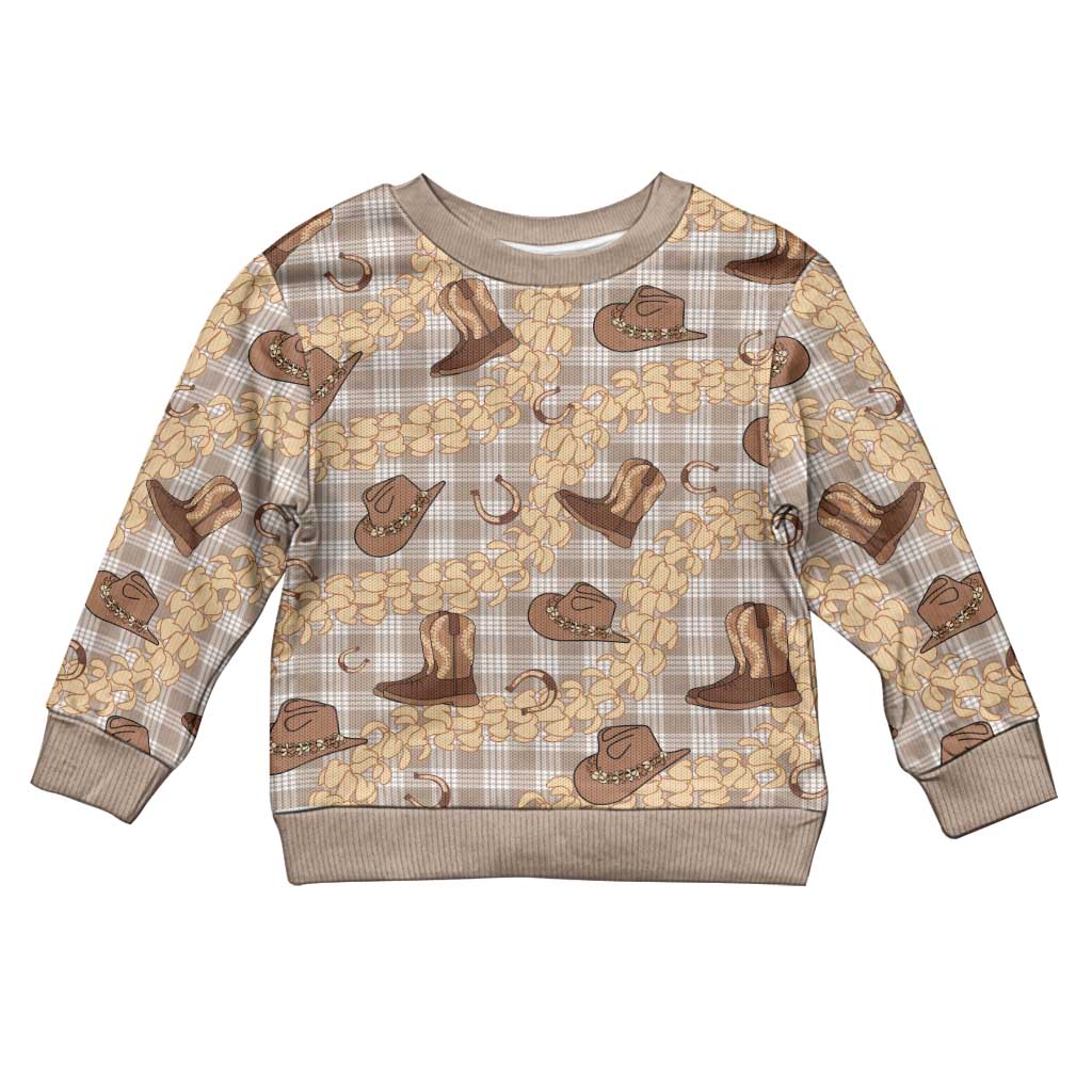 Khaki Palaka Hawaii Cowboy Kid Ugly Christmas Sweater Puakenikeni Lei Paniolo Papale Seamless Vibes - Polynesian Pride